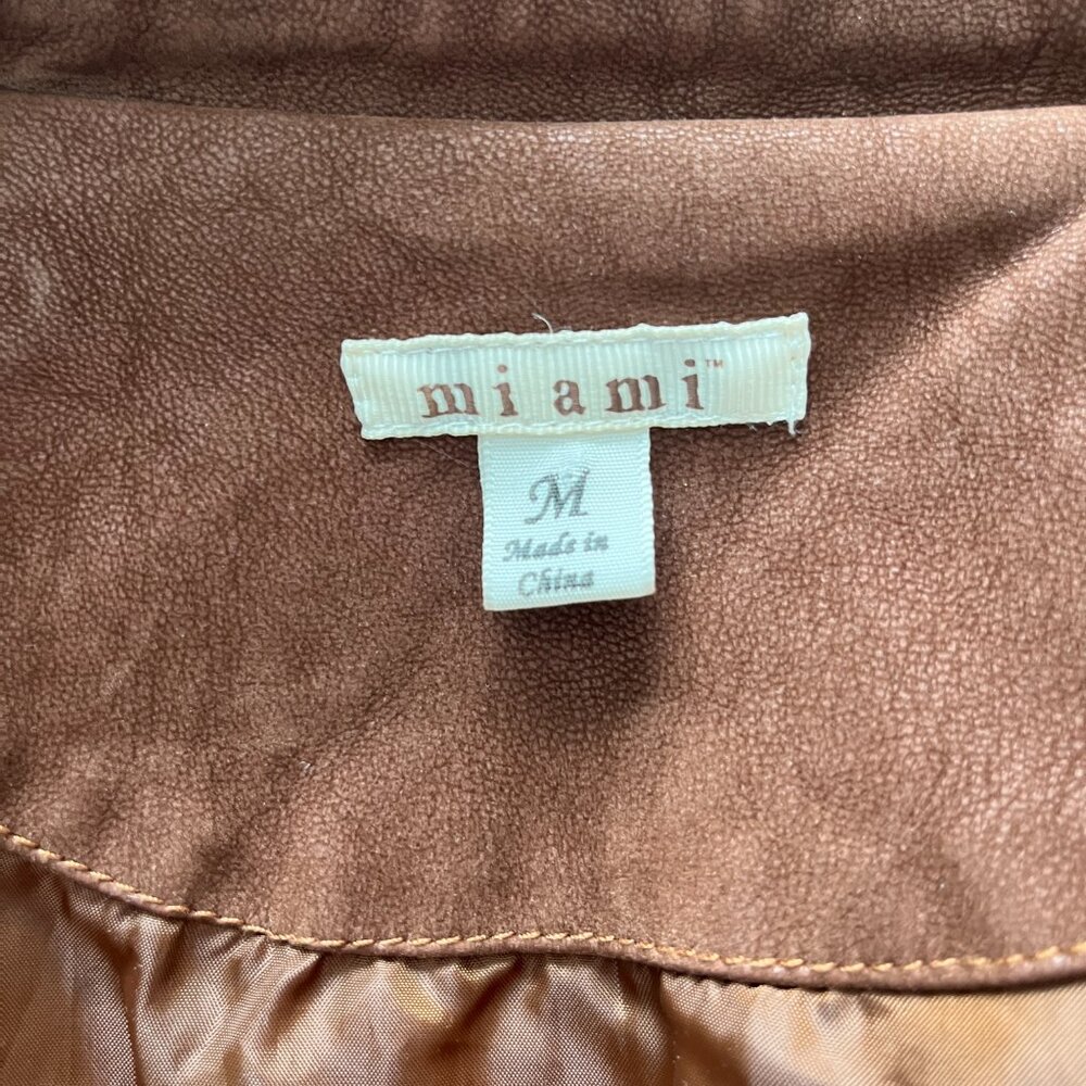 Mi Ami Brown Faux Suede Zippered Jacket Coat Boho Western Chic Edgy Moto Y2K M - Picture 4 of 8